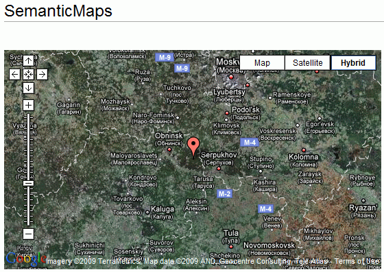 Semantic Maps displaying a point on a Google Map