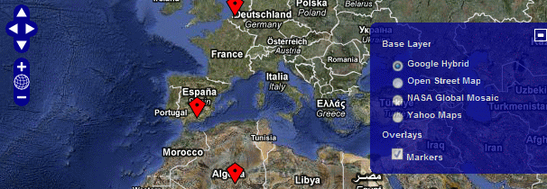 Semantic Maps displaying an Open Layers map with queried coordinate data