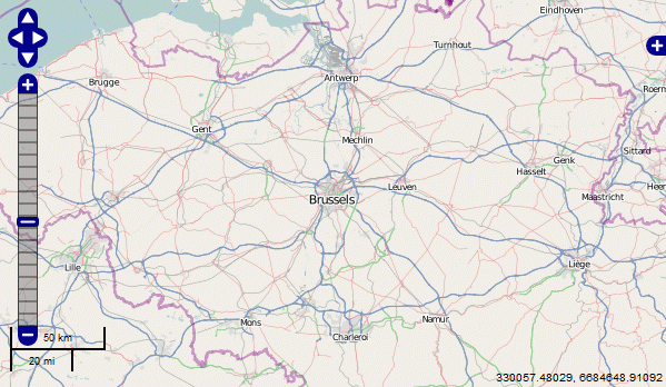 Maps displaying a dynamic map of Brussels, Belgium