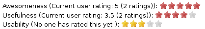 MediaWiki Ratings extension showing a summary of current ratings